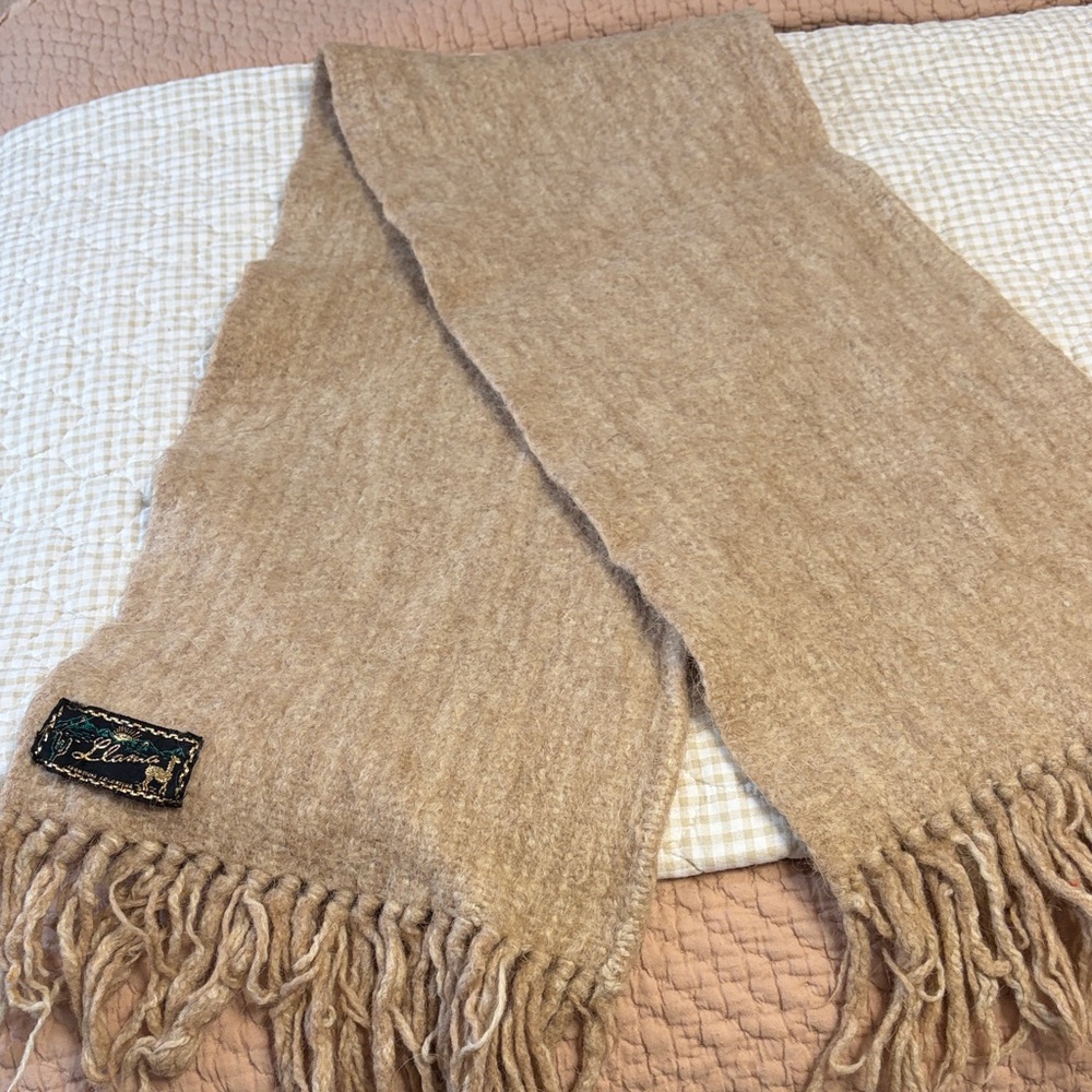 100% Llama/Alpaca tan scarf